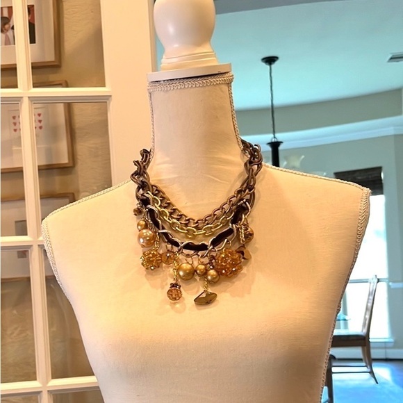 Charm Necklace Chain Links Large Big Necklace Assorted of Chains Pearls Charms - Picture 2 of 14